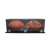 Double Football Display with Gold Risers