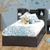 Pocono Bed with Bookcase Headboard in Espresso Laminate