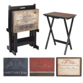 Wines of the World Tuscan Wine TV Tray Set with Stand (Set of 4)