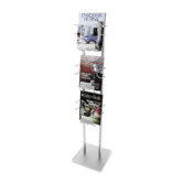 Magazine Displayer, 3 Pockets, 12"x12"x48", Silver