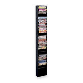 Literature Display Rack, Wall Mount, 9-3/4"x4"x65-1/2", Black