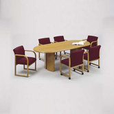 Contemporary Series 96" Oval Conference Table with Radius Profile (Split Curved Panel Base)