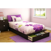 Twin 39" Platform Bed with Drawer in Chocolate