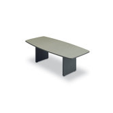 96" Wide T-Mold Boat Shape Top Conference Table with Slab Base