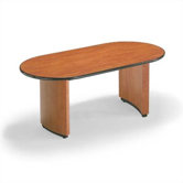 144" Wide Self Edge Oval Top Conference Table with Plinth Curve Base
