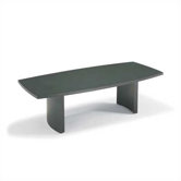 144" Wide Two-Section Self Edge Boat Shape Top Conference Table with Curve Base