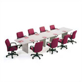 120" Wide T-Mold Boat Shape Top Conference Table with Slab Base