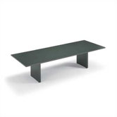 144" Wide Two-Section Self Edge Rectangle Top Conference Table with Slab Base