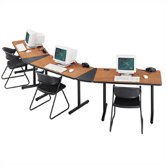Smart Tables: 24" x 60" Rectangle Thermofused Melamine Conference Table With Fixed Bases and 30 Degree Corner Wedges