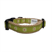 Green Flower Cotton Tiny Dog Collar