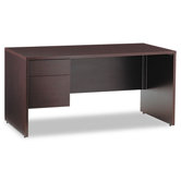 Genoa 60" W x 29.69" D Single Pedestal on Left Computer Desk with Accessories