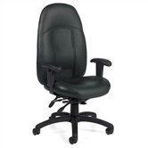 High-Back Leather Multi-Tilter Office Chair with T-Arms