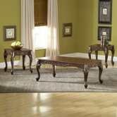 3 Piece Carved Coffee Table Set