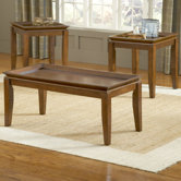 Pecan 3 Piece Coffee Table Set