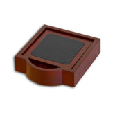 8000 Series Rosewood and Leather Four Square Coasters with Holder