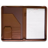 Leather Portfolios Top-Grain Deluxe Legal-Size Zip-Around Padfolio in Chocolate