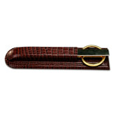 2000 Series Crocodile Embossed Leather Library Set in Brown