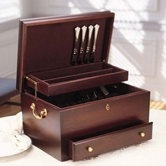Charleston Mahogany Silverware Chest with Brown Lining