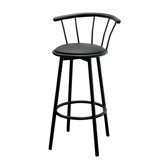 29" Swivel Barstool in Black (Set of 2)