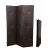 3-Panel PU Leather Room Divider in Black