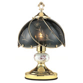 Floral Touch Lamp with Smoked Glass Shade