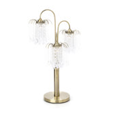 Table Lamp with Crystal-Like Shades in Antique Brass