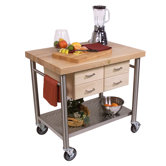 Cucina Americana Veneto Kitchen Cart with Wood Top