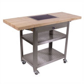 Pro Chef Kitchen Cart with Wood Top