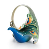 Peacock Splendor Porcelain Teapot