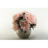 Peony Bouquet in Silver Ball Planter
