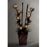 Lighted Raffia in Rectangle Planter
