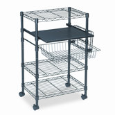 Multipurposeose Wire Cart, Three Shelves, 23-1/2 x 15 x 37-1/2, Black