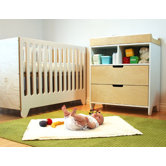Hiya Three Piece Convertible Crib Set in Birch / White