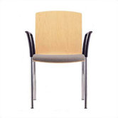 Zag Four Leather Guest Side Chair with Seat Pad