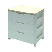 Premium Drawer Storage Series High Grade 3 Drawer Chest in White with Natural Wood Top