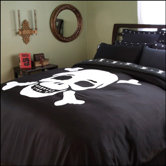 Flagship Skulls Black Duvet Cover