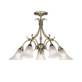 Alabaster Semi Flush Mount in Antique Brass