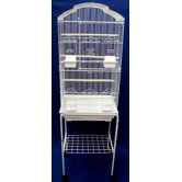 Shall Top Small Bird Cage with Stand in White