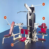 Multi-Station Commercial 4 Stack Gym with Optional Weight Stack Shrouds