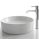 Ceramic 4.7" x 17.7" Round Sink in White with Ramus Single Lever Faucet