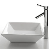 Ceramic 4.5" x 16.5" Square Sink in White with Sheven Single Lever Faucet
