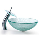 Broken Glass Vessel Sink and Waterfall Faucet