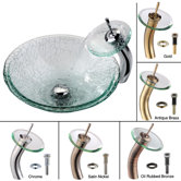 Broken Glass Vessel Sink and Rivera Faucet