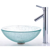Broken Glass Vessel Sink and Sheven Faucet