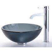 Frosted Black 14" Glass Vessel Sink and Ramus Faucet