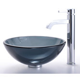 Clear Black Glass Vessel Sink and Ramus Faucet