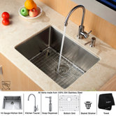 Undermount 32" Kitchen Sink with Faucet and Soap Dispenser