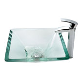 Aquamarine Glass Vessel Sink and Visio Bathroom Faucet in Chrome