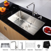 30" Undermount Single Bowl Kitchen Sink with 13.4" Faucet and Soap Dispenser in Chrome