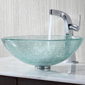 Broken Glass Vessel Sink and Single Hole Faucet with Single Handle